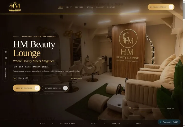 HM Beauty Lounge homepage